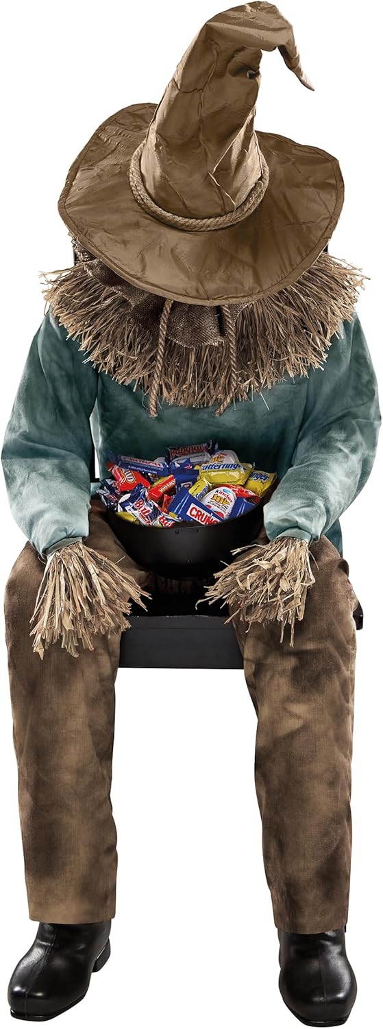 4.5 Ft Scary Sitting Scarecrow Animatronic N990