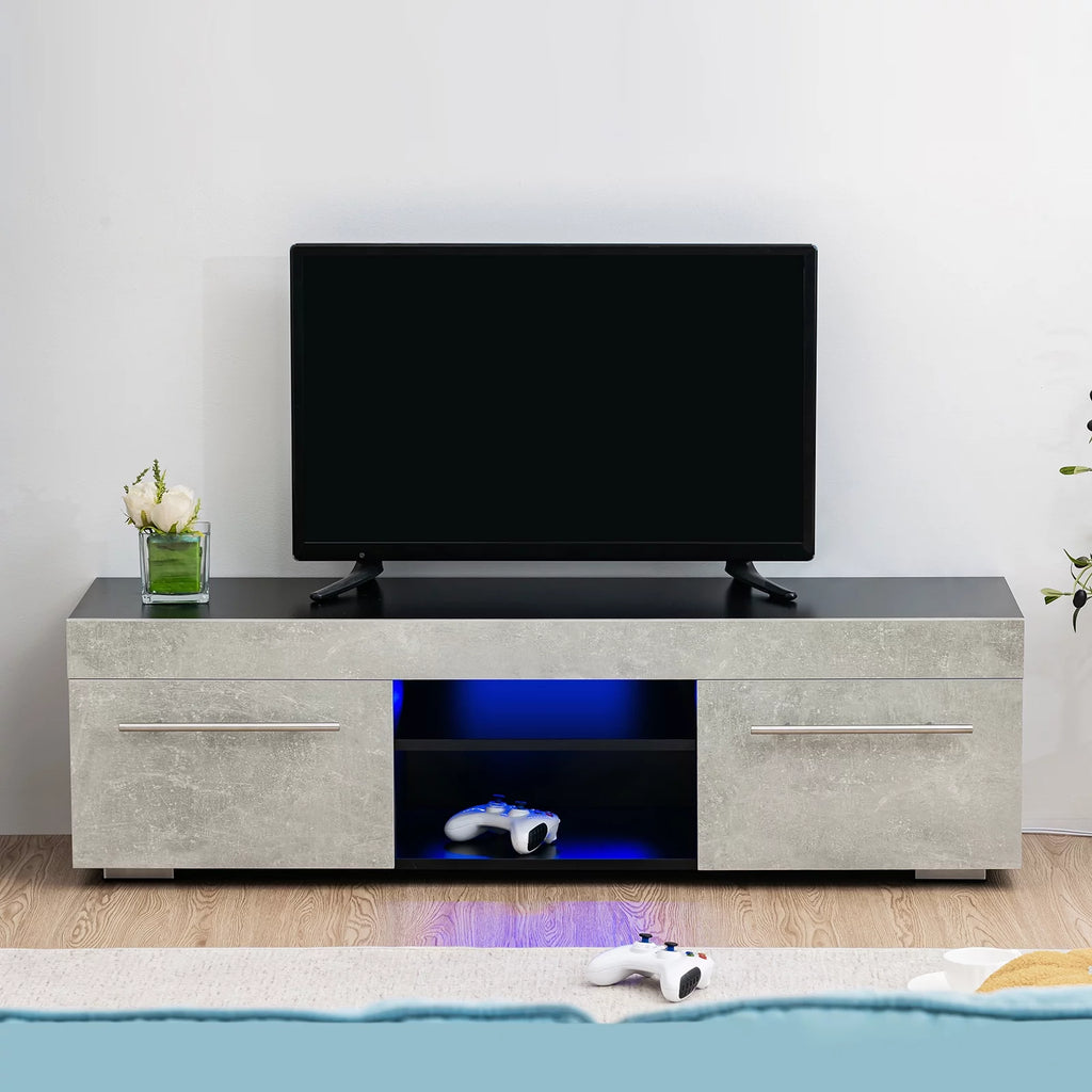 White High Gloss TV Stand with LED Lights I925