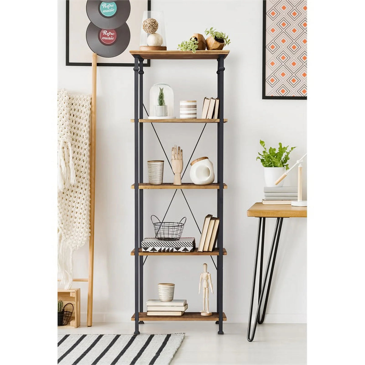 Solid Wood Bookcase in Rustic Brown Y1673