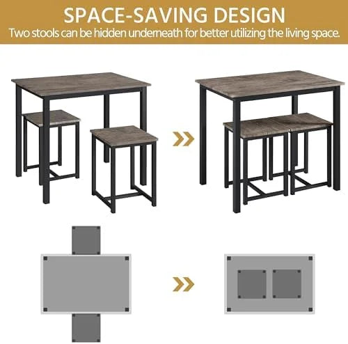 Industrial Dining Table Set with 2 Stools G135443