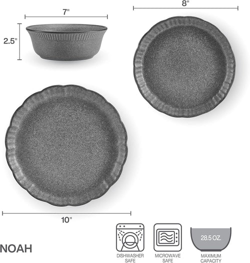 12 Piece Gray Dinnerware Set N181