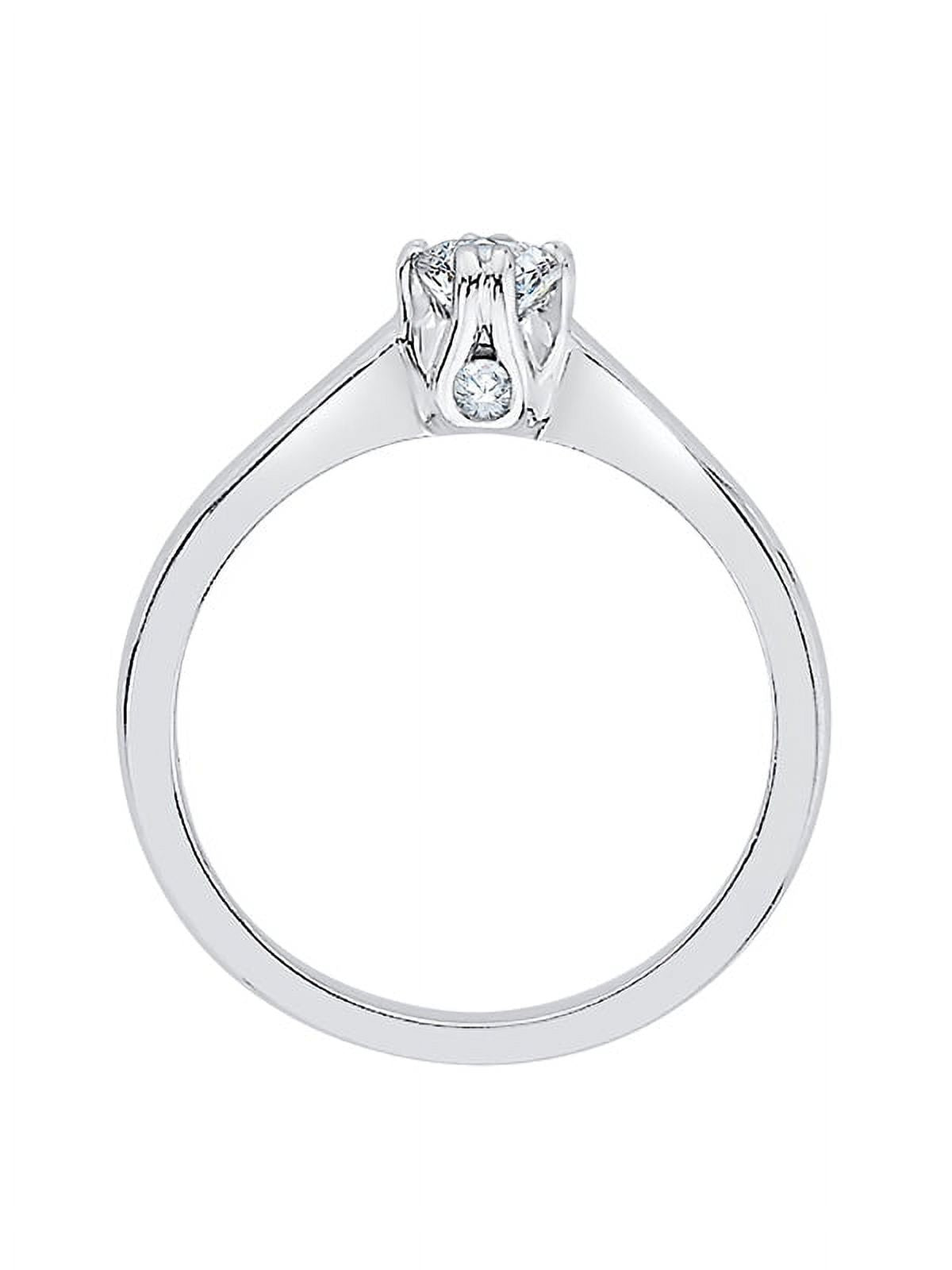 14K White Gold Diamond Solitaire Ring (1/3 cttw, I-Color, SI3-I1, Size-5) N458922