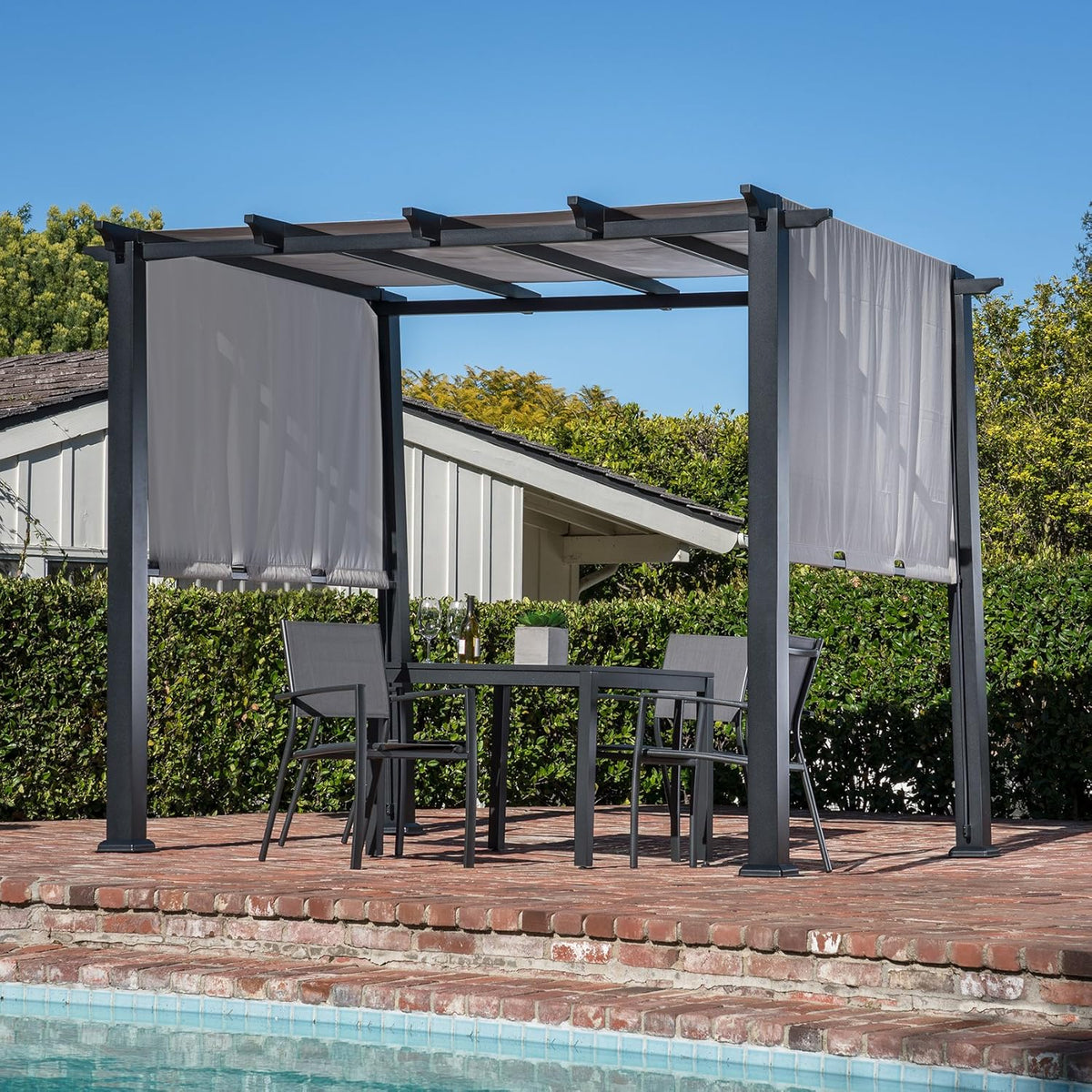 8 x 10 Ft. Metal Pergola with Adjustable Gray Canopy P835