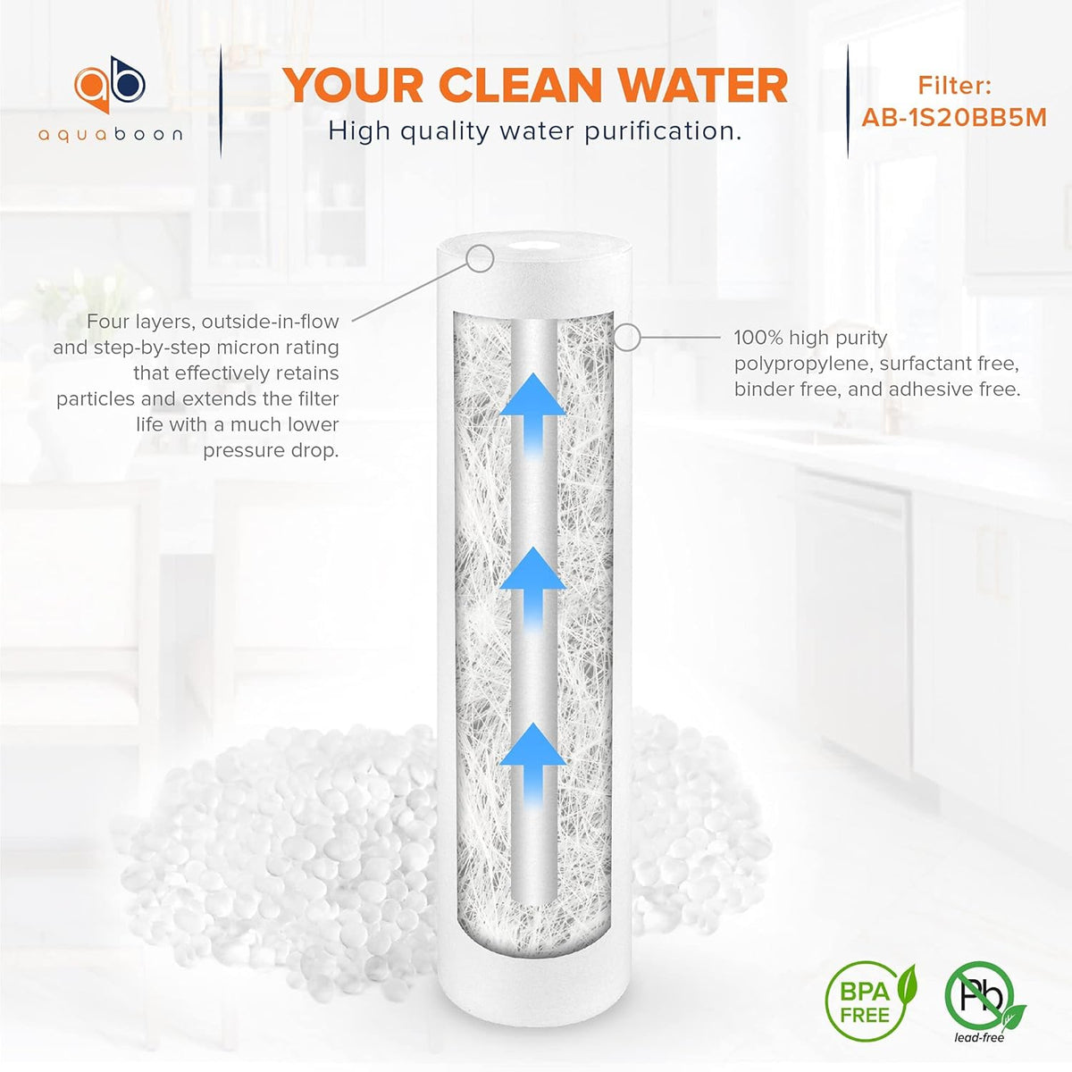 5 Micron 20 Sediment Water Filter Replacement Cartridge, 10 Pack Y227