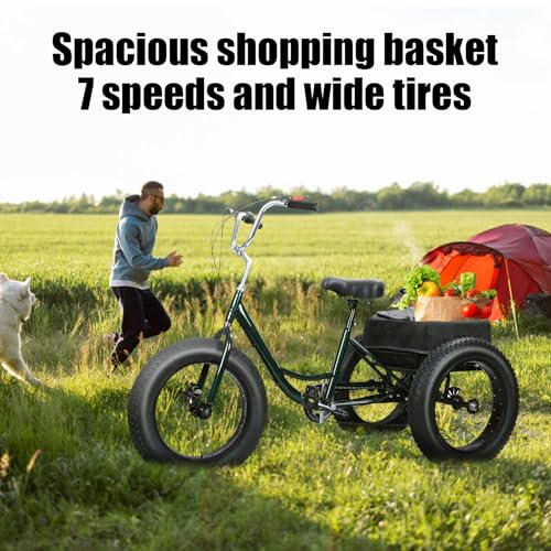 20" x 4.0 Fat Snow Tires 7 Speed Tricycle with Double Disc Brake A99314