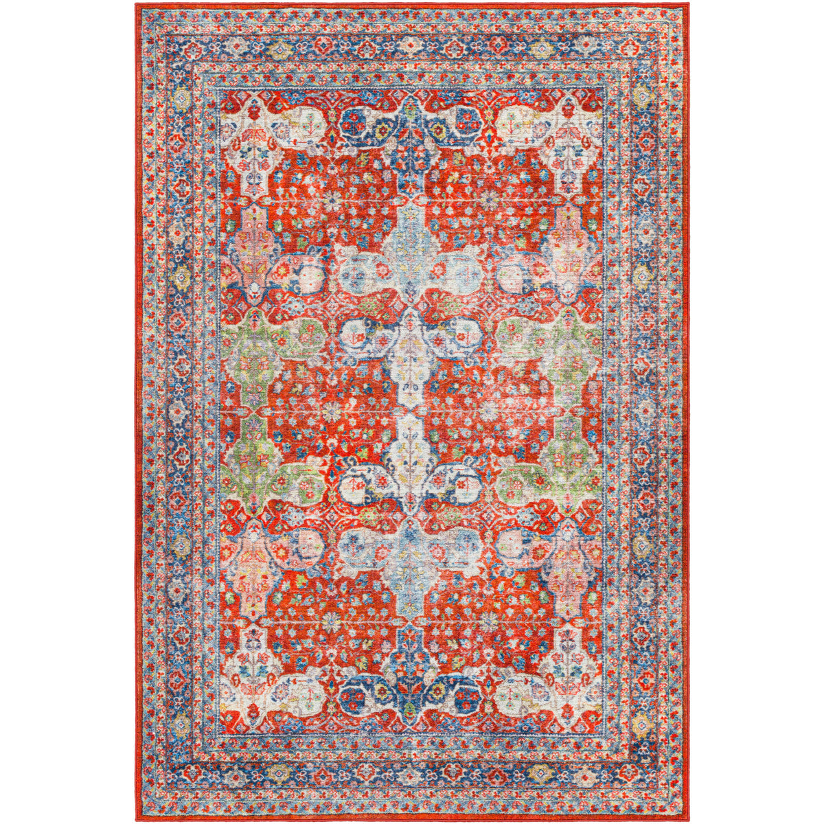 Bright Red Machine Washable Area Rug, 8'10" x 11'9" N604464