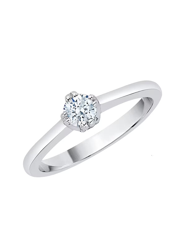14K White Gold Diamond Solitaire Ring (1/3 cttw, I-Color, SI3-I1, Size-5) N458922