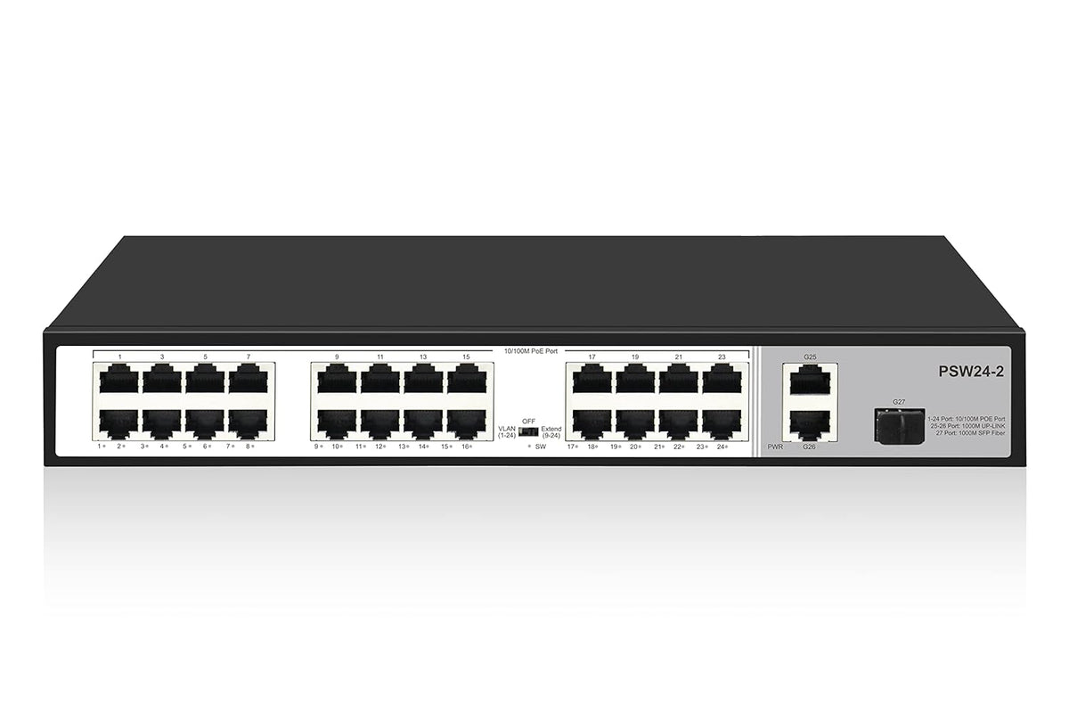 24 Port 10/100Mbps PoE Switch Unmanaged with 2 Gigabit Uplink Ports T898603
