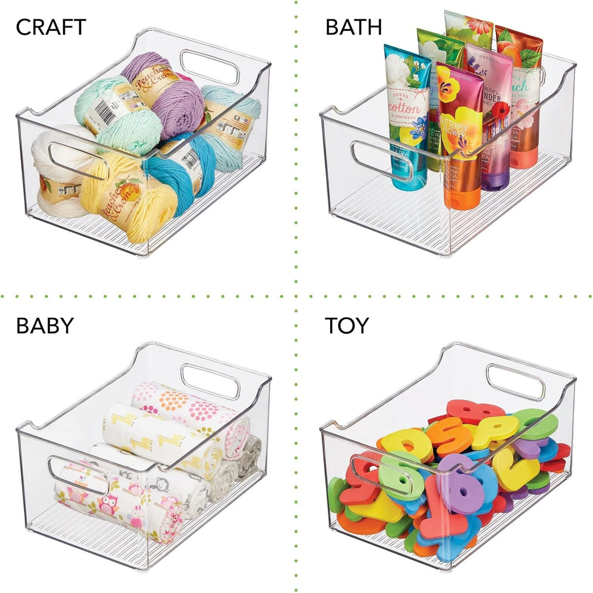 Clear Plastic Storage Bin with Handles I3123
