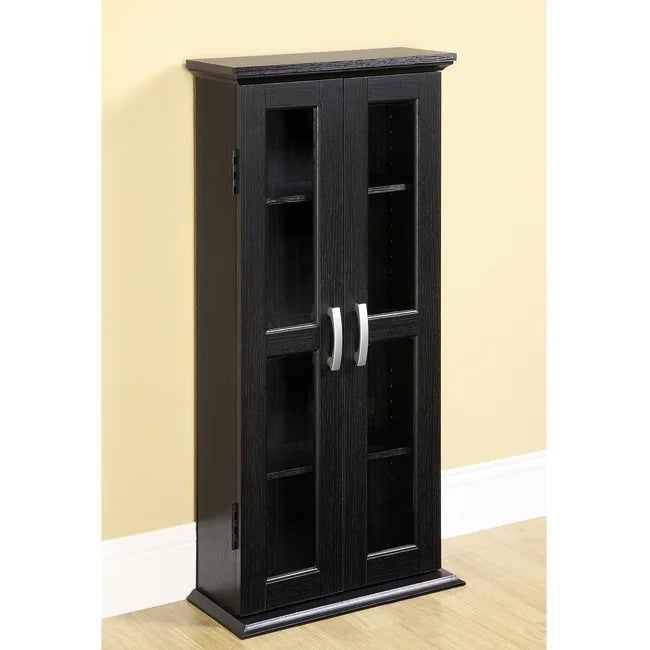 Black Media Tower Storage Cabinet F750827