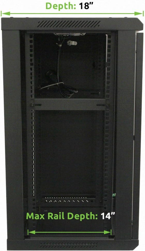15U 19-Inch Server Network Rack with Locking Glass Door Black I535455