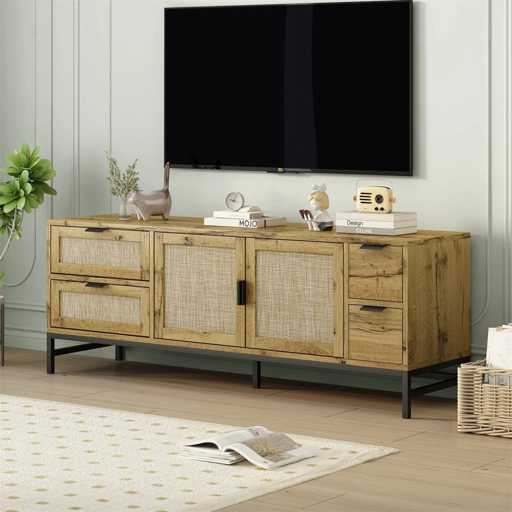 Rattan TV Stand up to 65" Brown I781