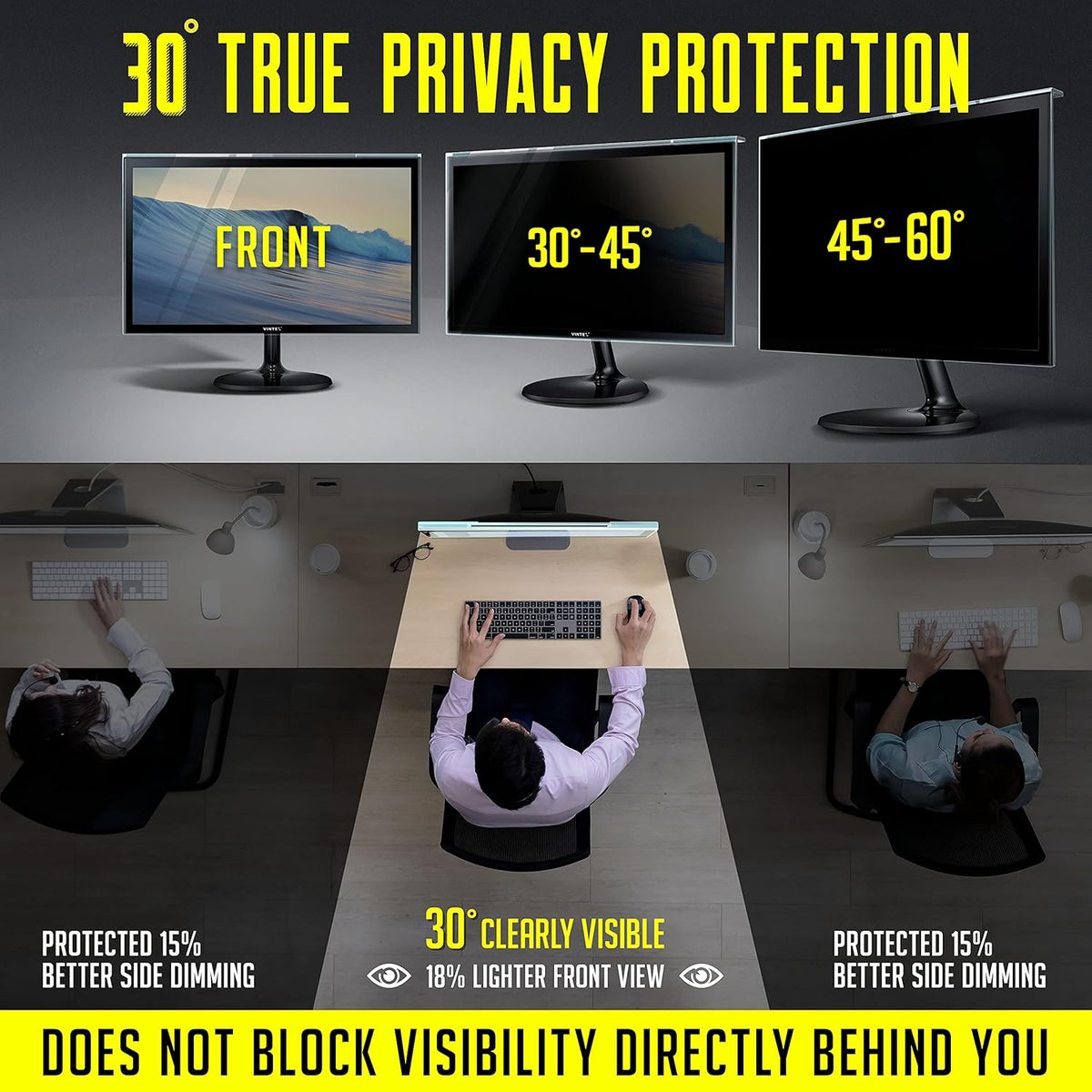 Computer Privacy Screen Filter for Widescreen Computer Monitors, 17.3" x 11.4", Pack of 2 E151