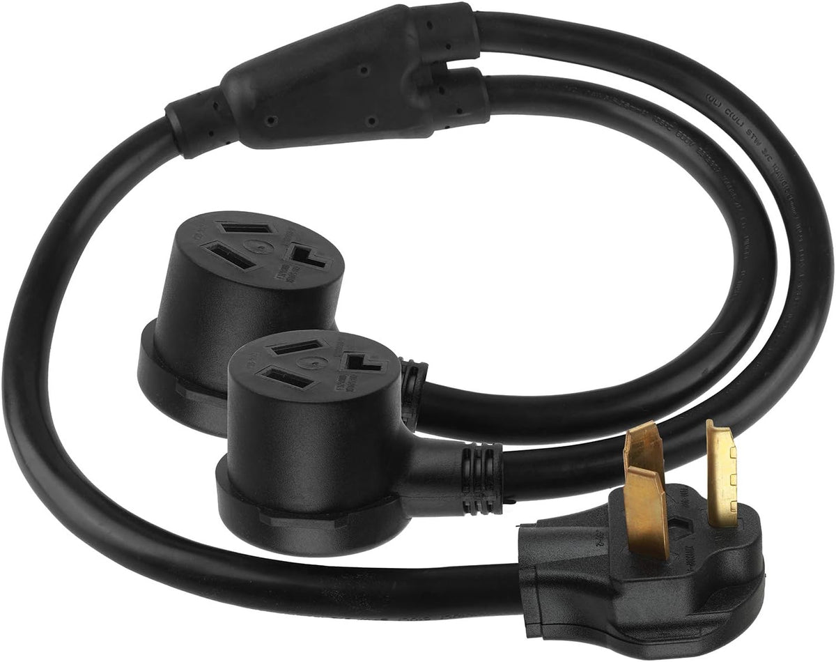 3 Prong Dryer Y Split Plug Cord Adapter 30AMP 250 Volt, Pack of 2 K63254