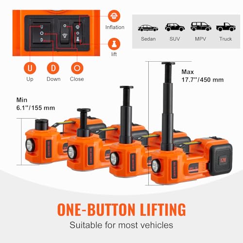 5 Ton Hydraulic Electric Car Jack with Impact Wrench and Inflatable Pump S67249