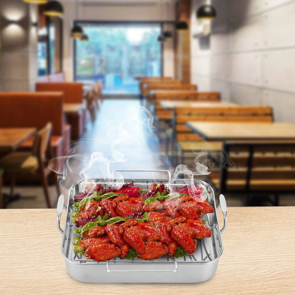 Stainless Steel Roasting Pan with Nonstick Rack 16.5" x 12" X8802