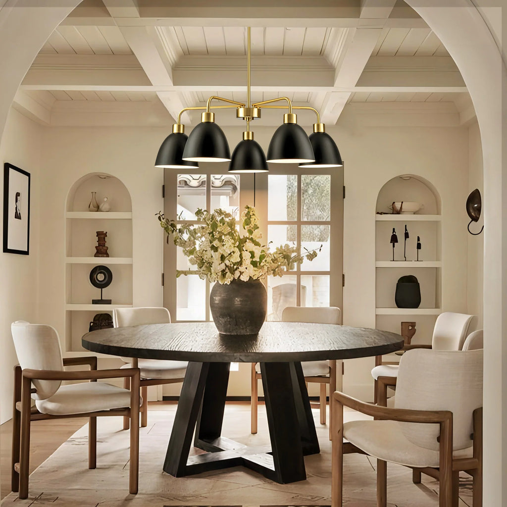 5-Light Dimmable Industrial Shaded Chandelier C479