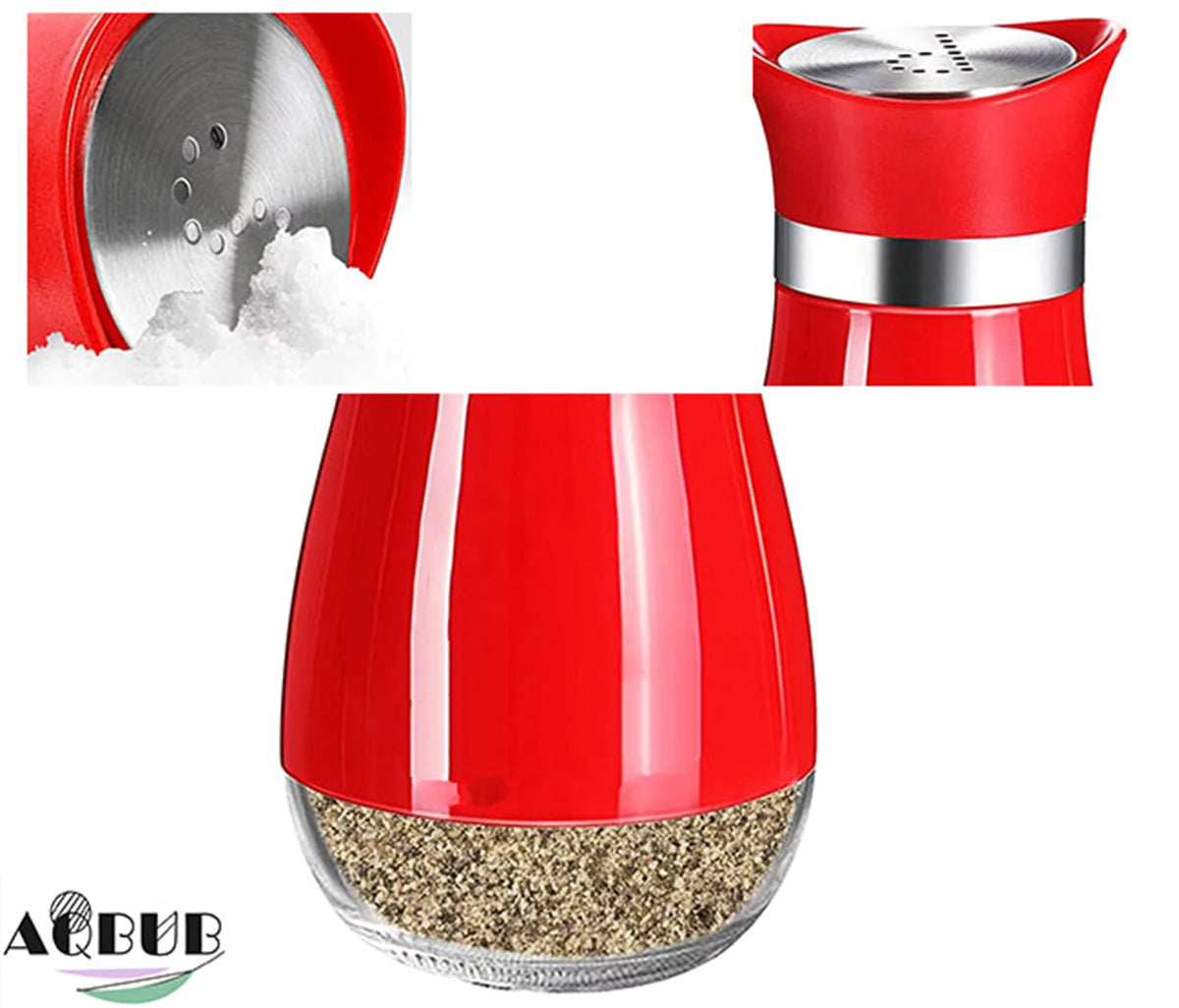 4 oz Glass Salt and Pepper Bottle Set with Stainless Steel Lid E6164