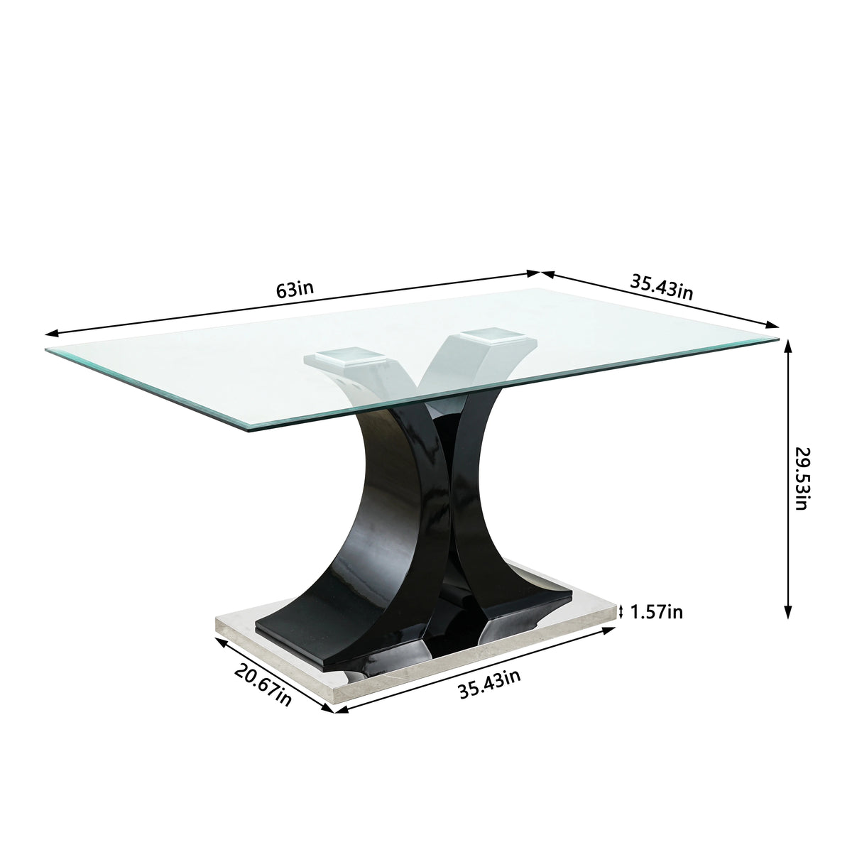 Glass Table Set of 1 J554