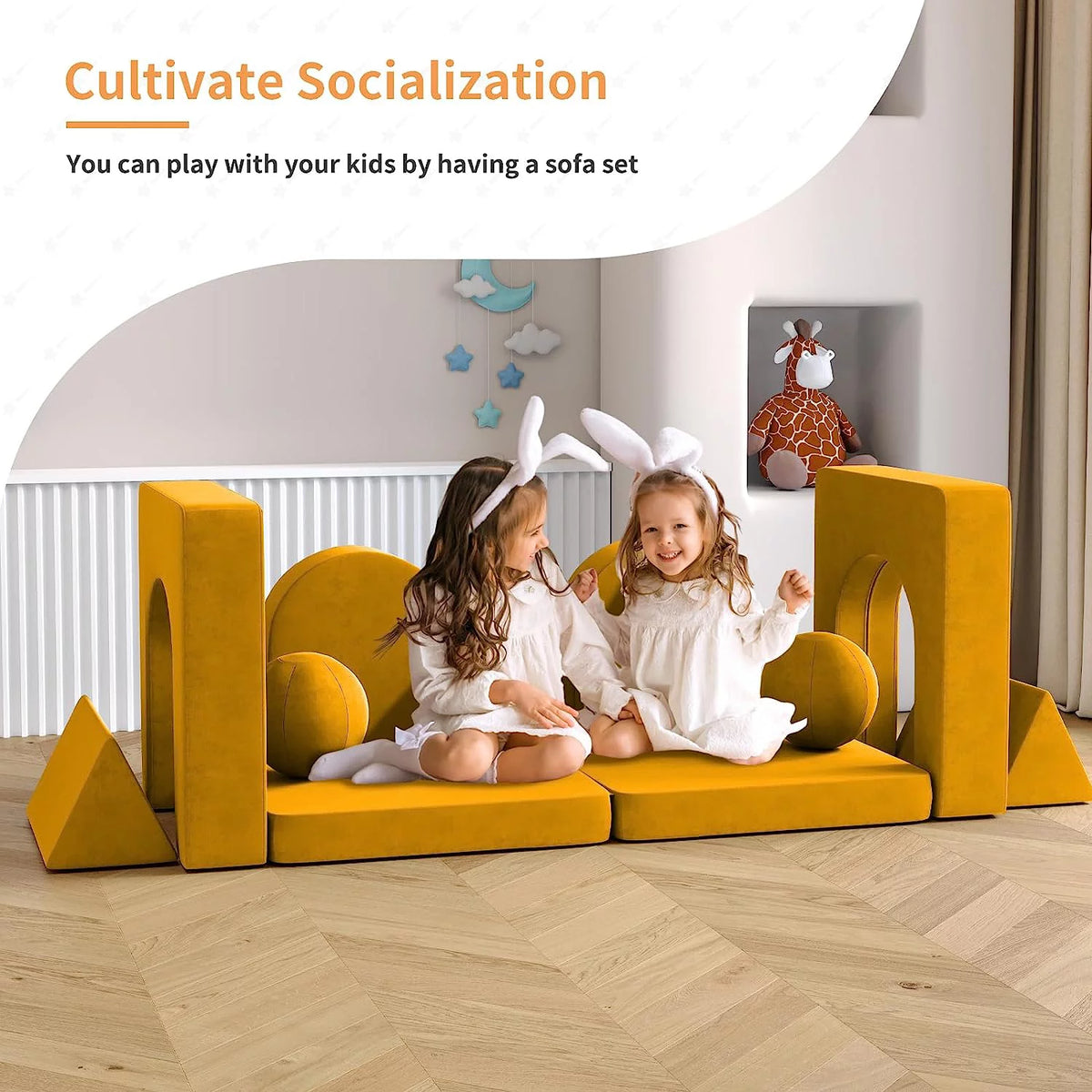10Pcs Yellow Kids Sofa S7590