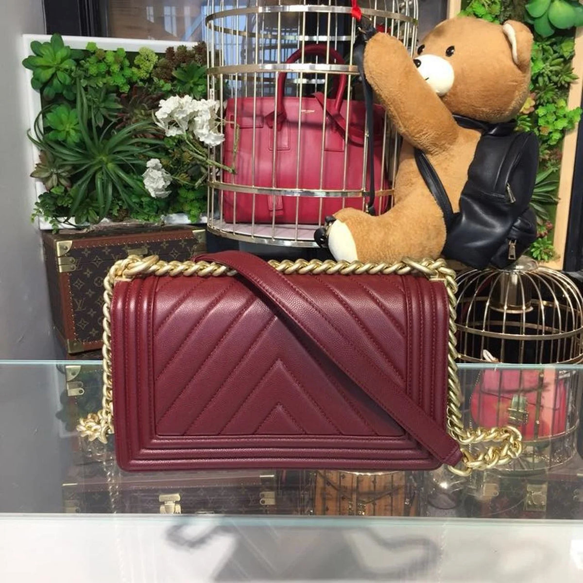 Burgundy Shoulder and Crossbody Bag W357121