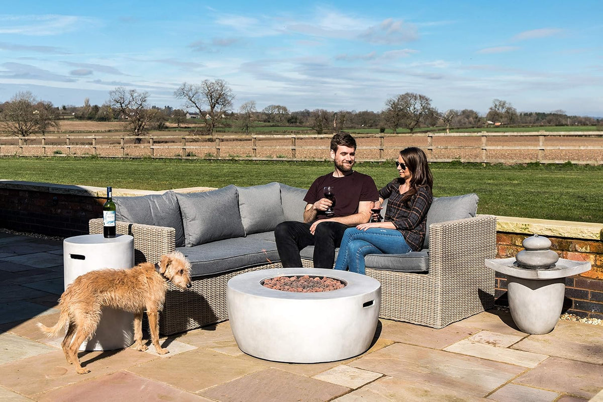 Concrete Propane Gas Fire Pit Table with PVC Cover and Lava Rocks, 50,000 BTU, 36 inch, Light Gray A5838