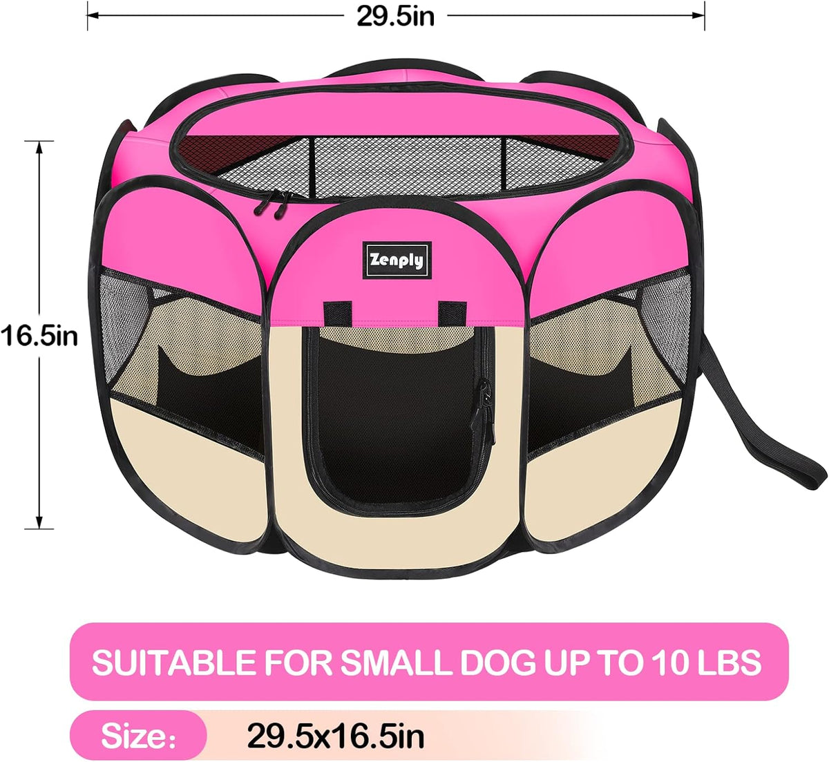 Portable Pet Playpen Foldable Pop Up Kennel Tent Crate with Shade Ventilation Mesh N38401