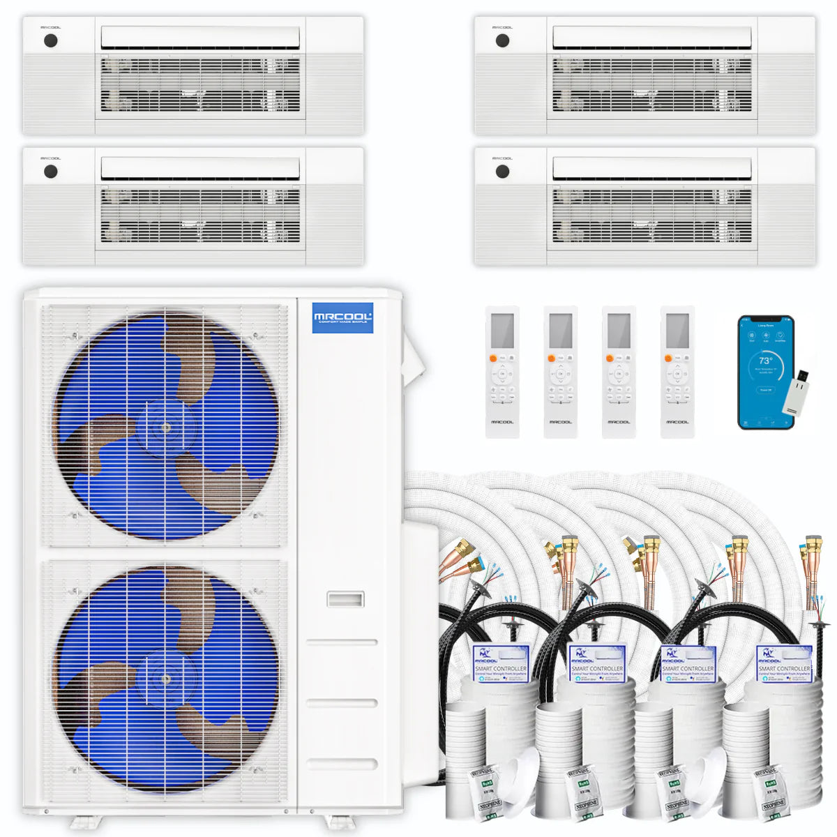 54,000 BTU 4 Zone Ceiling Cassette Ductless Air Conditioner and Heat Pump A33584
