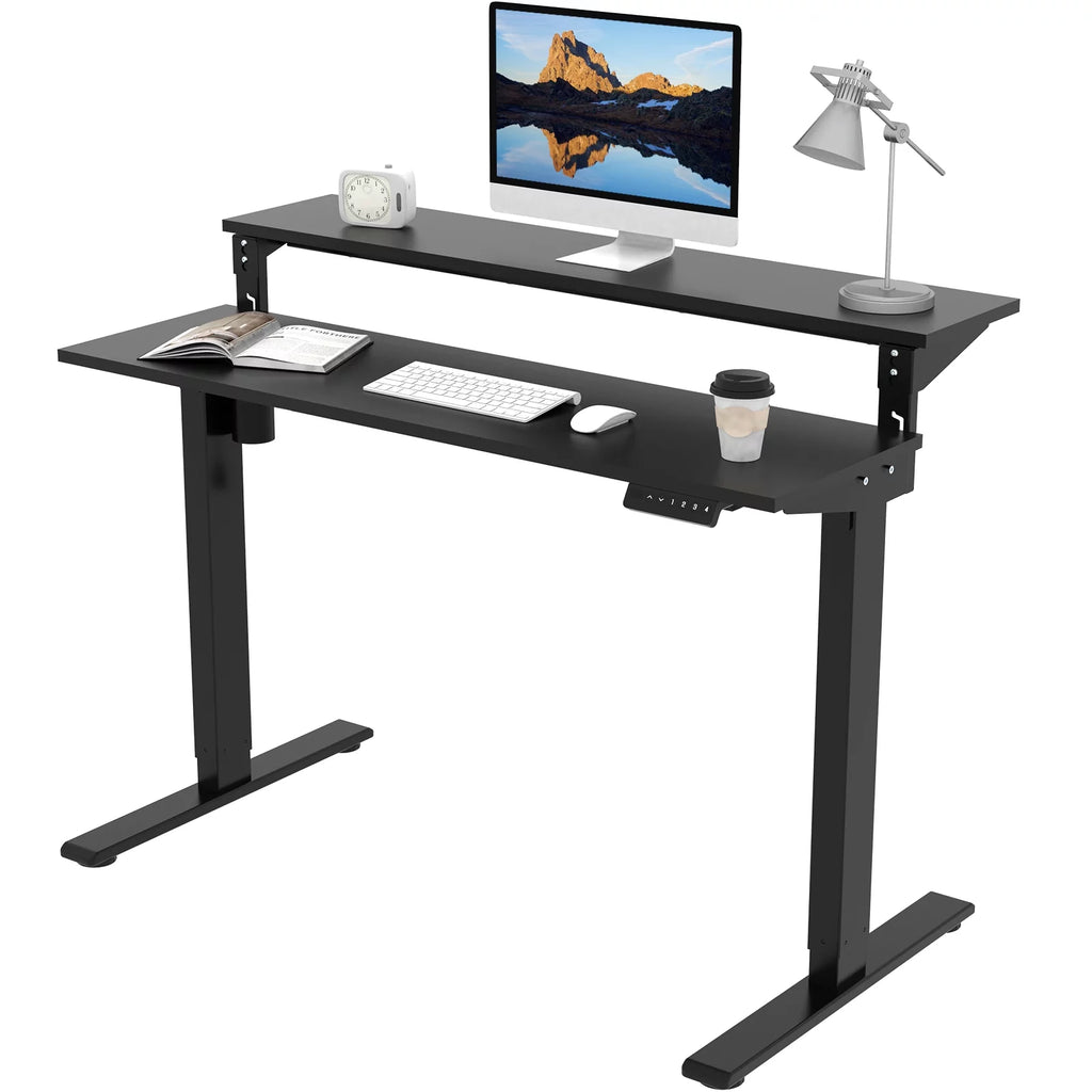 48"x24" Black 2-Tier Height Adjustable Standing Desk I935165