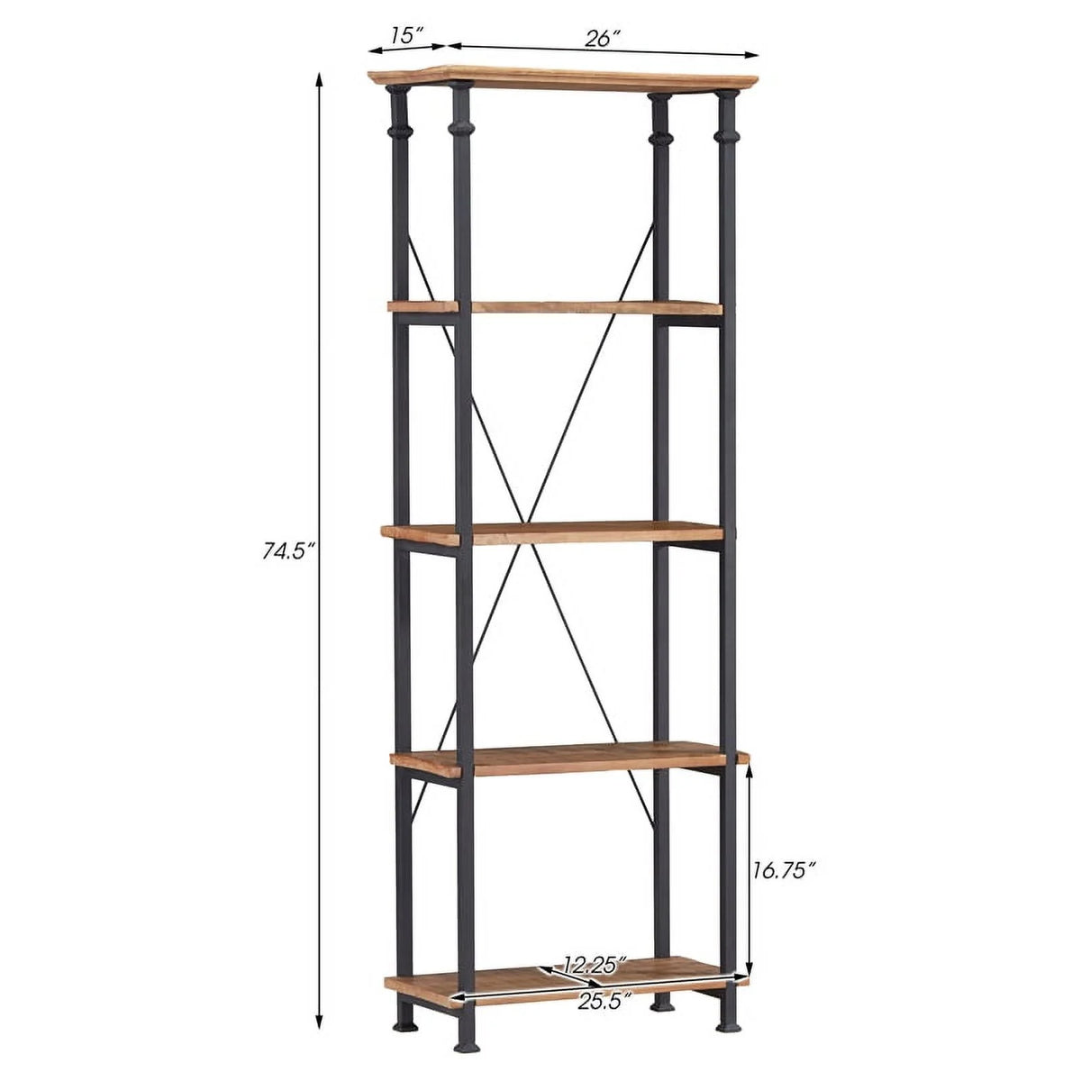 Solid Wood Bookcase in Rustic Brown Y1673