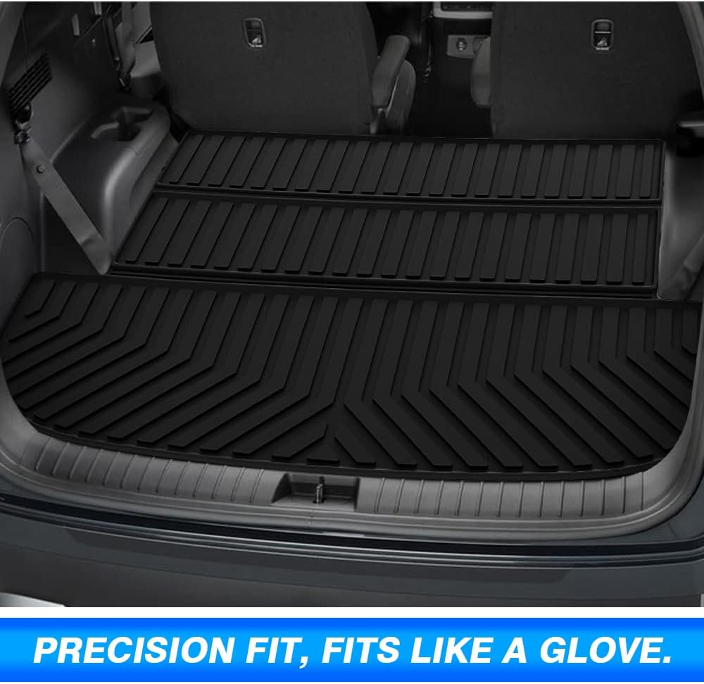 Custom Fit Car Cargo Mat for Hyundai Palisade 3rd Row Down All Weather TPO Non-Slip Pack of 2 J107