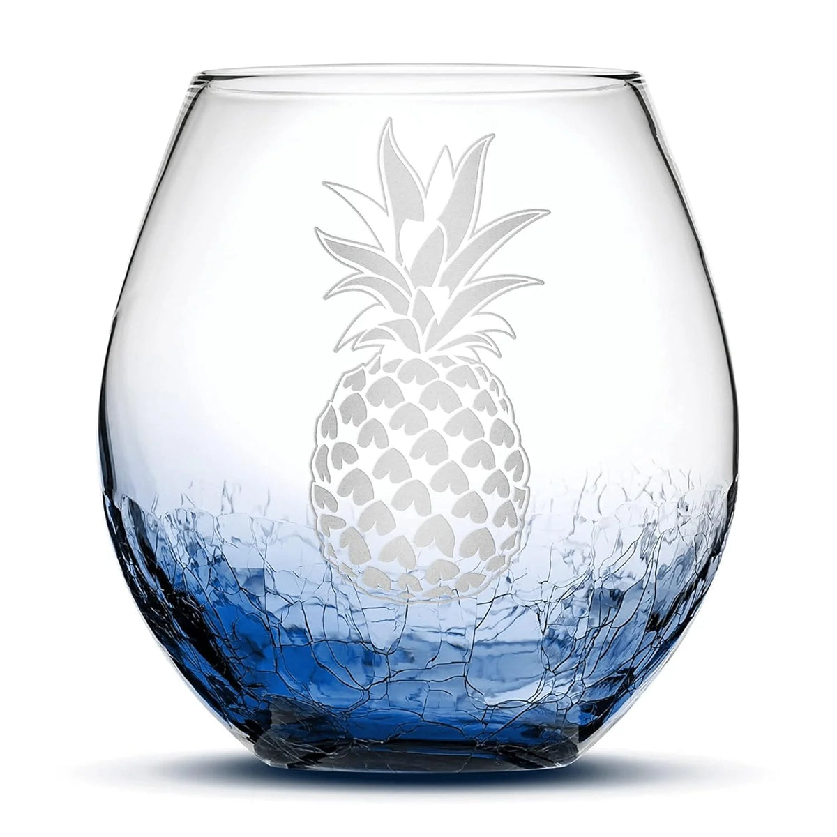 Handblown Hand Etched 18Oz Stemless Wine Glass D319