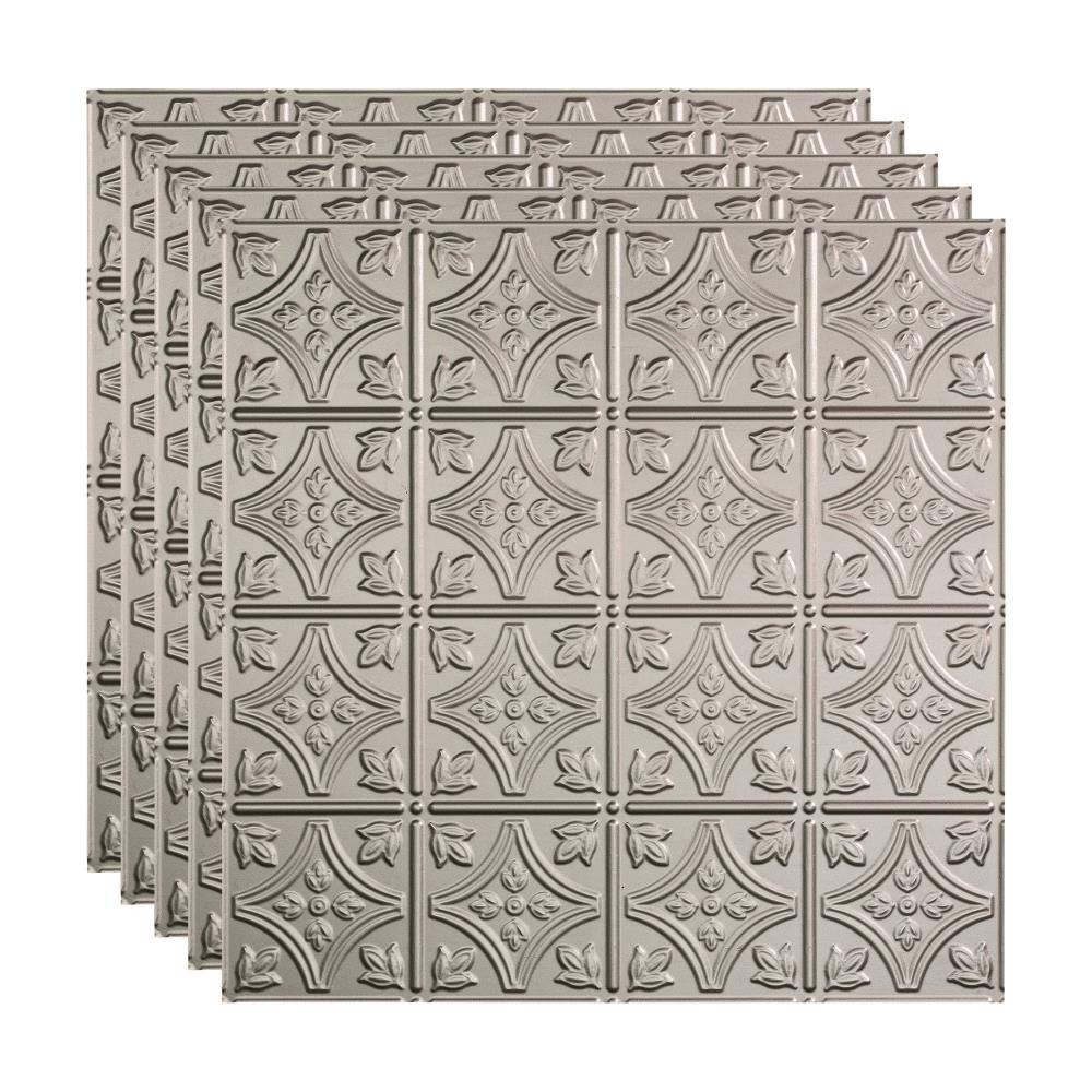 Argent Silver Decorative Vinyl Ceiling Tile 2ft x 2ft 5 Pack P100