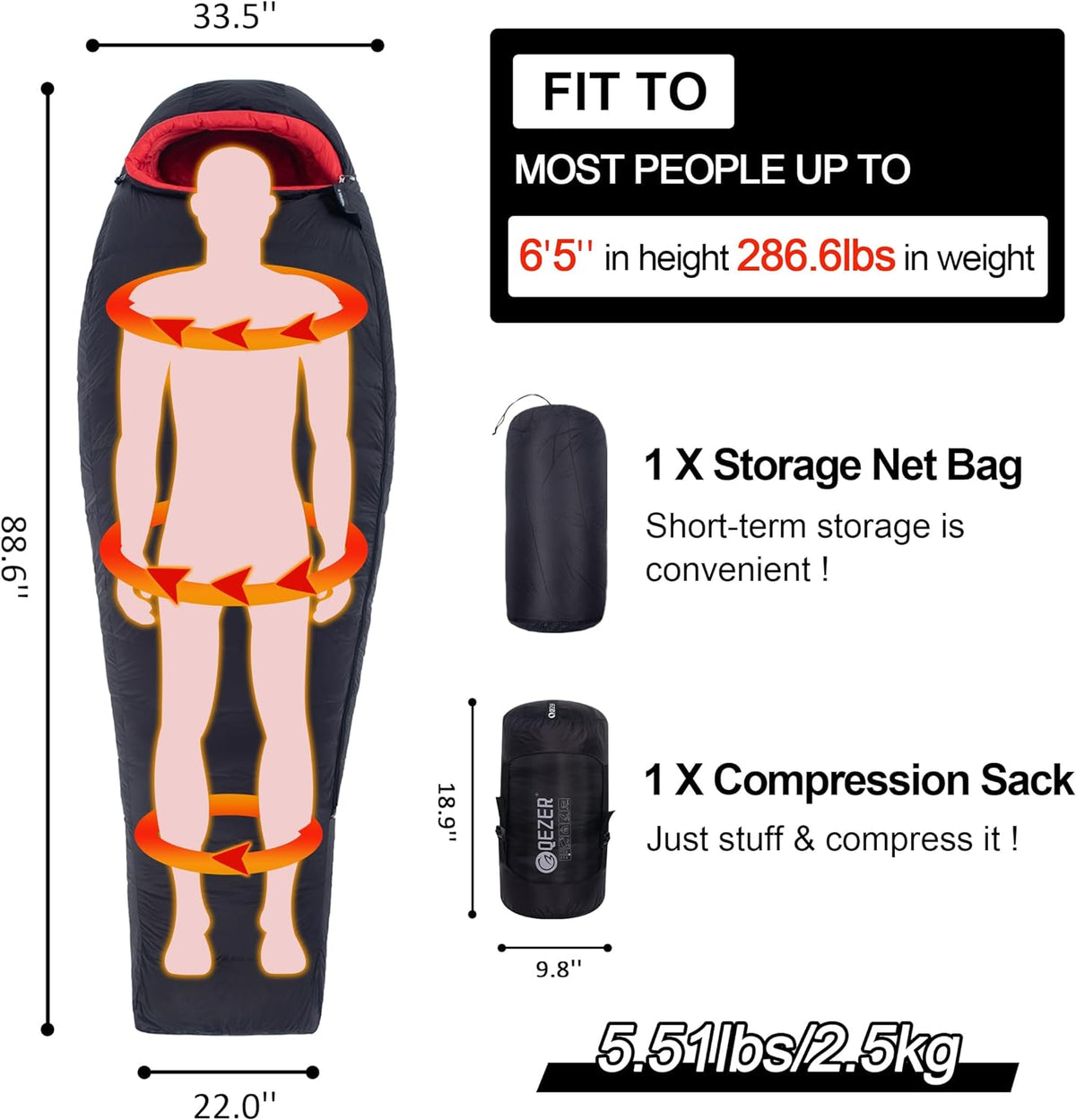 660 Fill Power Down Sleeping Bag -20°F / -8°F / 0°F / 10°F L621743
