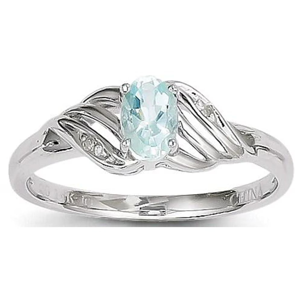 14k White Gold Aquamarine Real Diamond Ring A531132