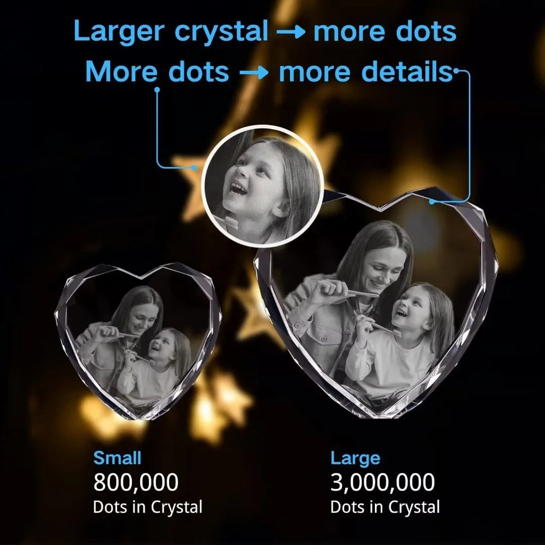 Heart Shape 3D Crystal Photo Glass Engraved Customized Gift T731
