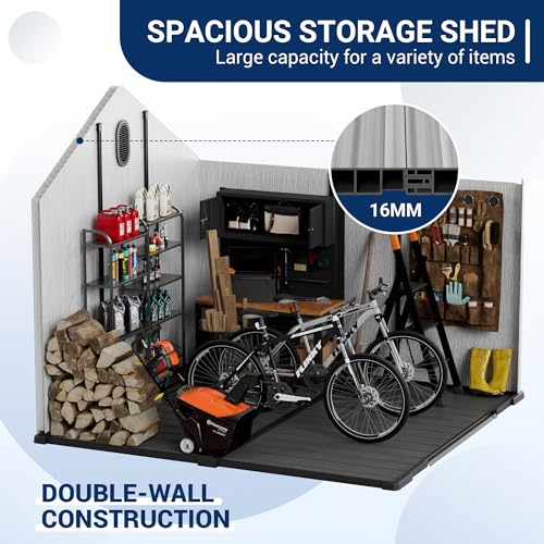 6x6 FT Outdoor Resin Storage Shed with Floor Y43565