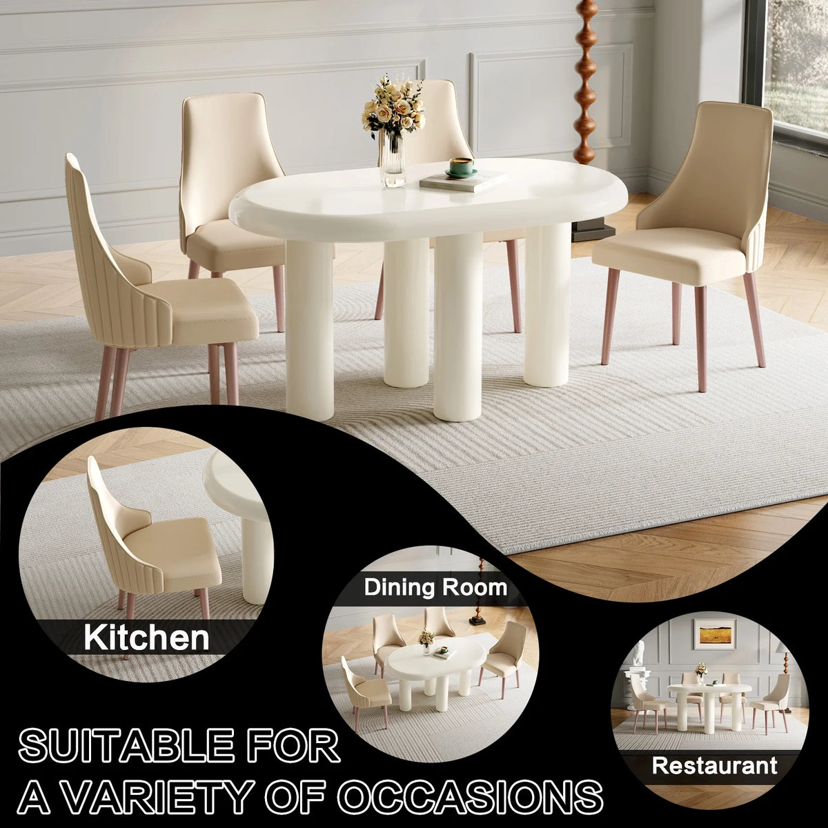 Cream White 55.1 inch Dining Table W55013