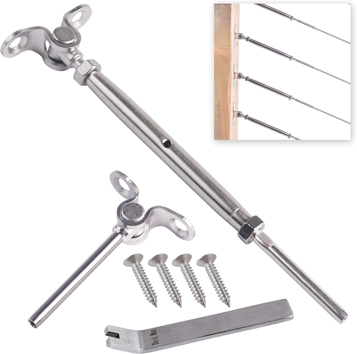 T316-Stainless Steel Adjustable Angle 1/8 Cable Railing Kit/Hardware for Wood Post (30 Pack) W784111