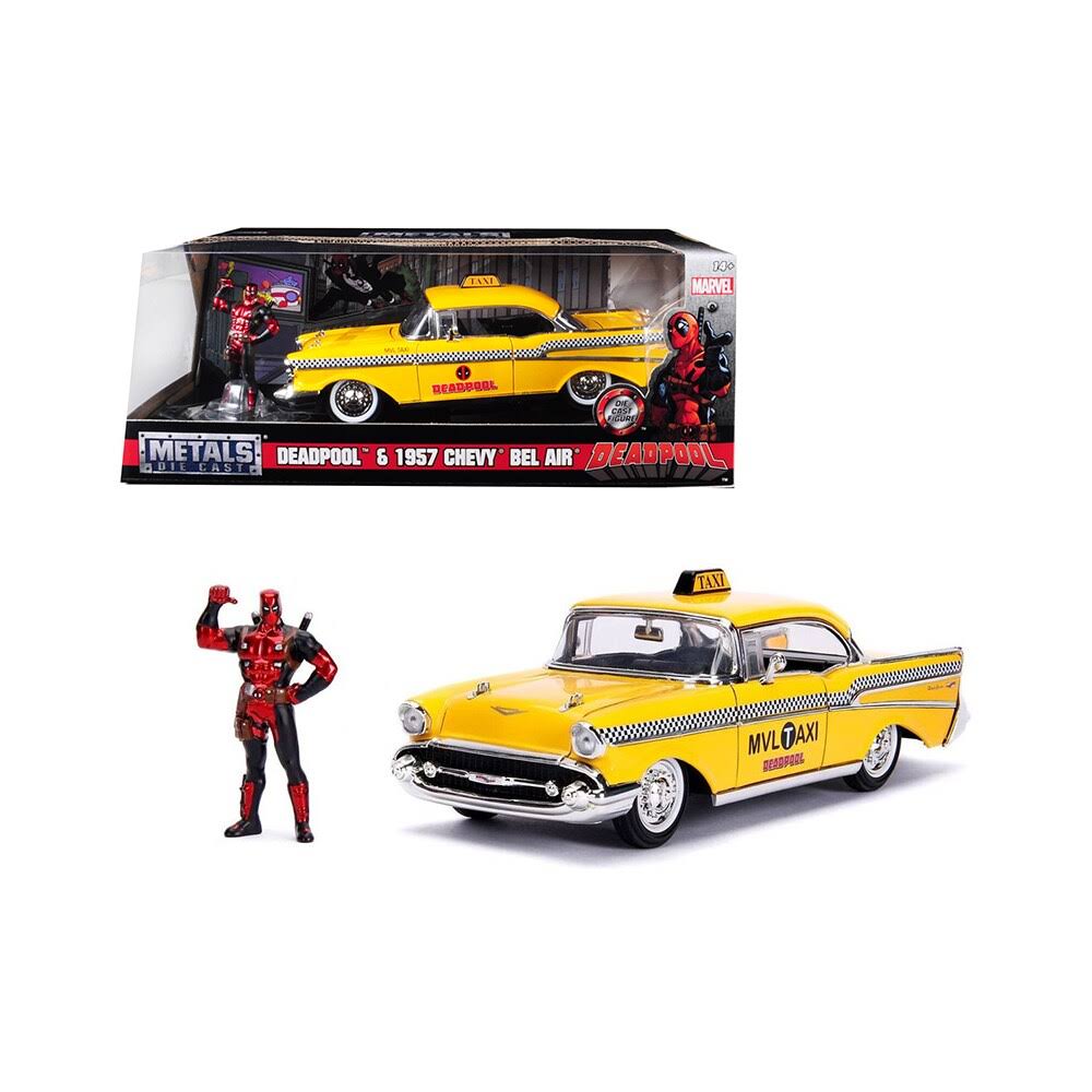 1957 Chevrolet Bel Air Taxi Yellow Diecast Figure Z912866