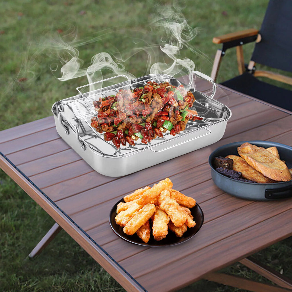 Stainless Steel Roasting Pan with Nonstick Rack 16.5" x 12" X8802