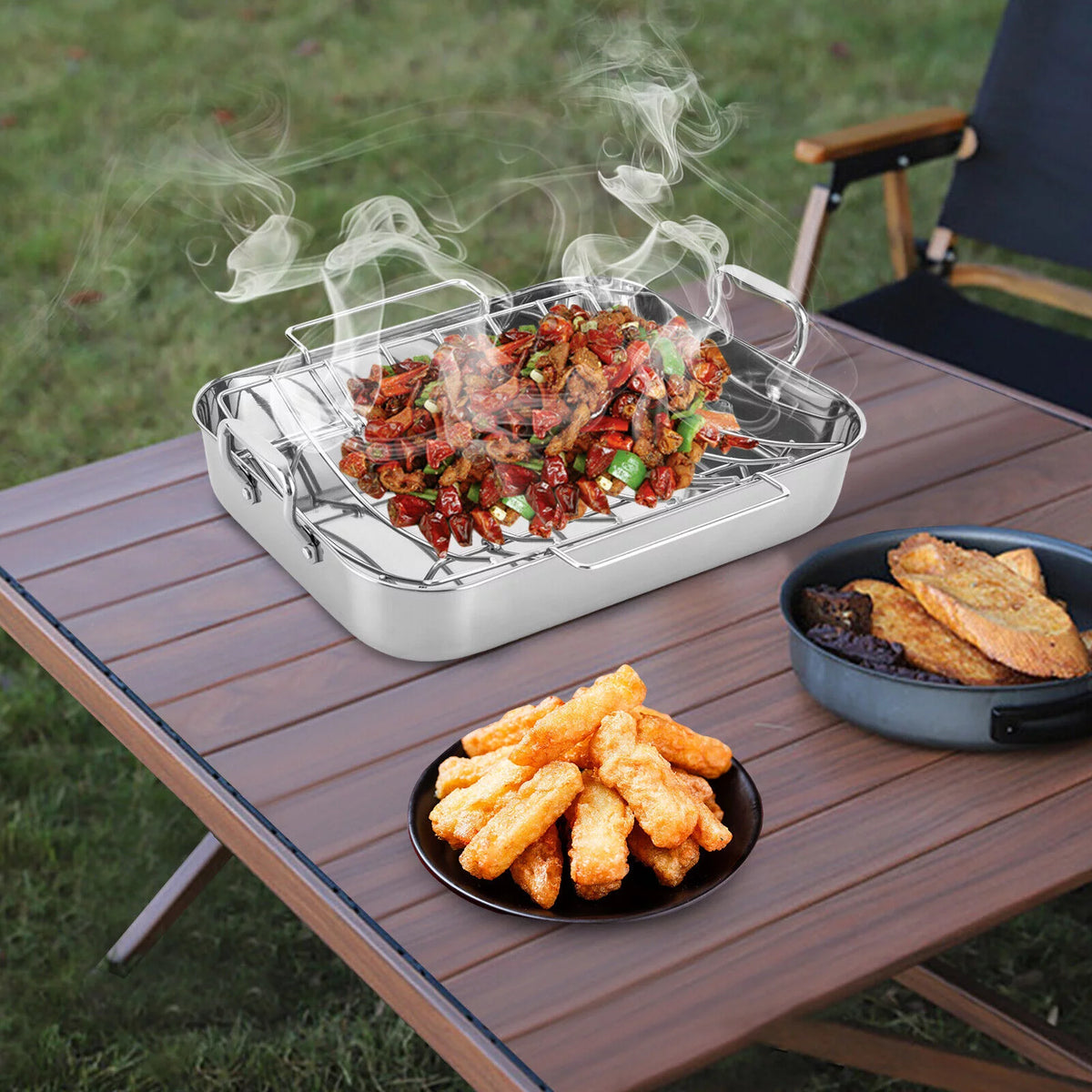 Stainless Steel Roasting Pan with Nonstick Rack 16.5" x 12" X8802