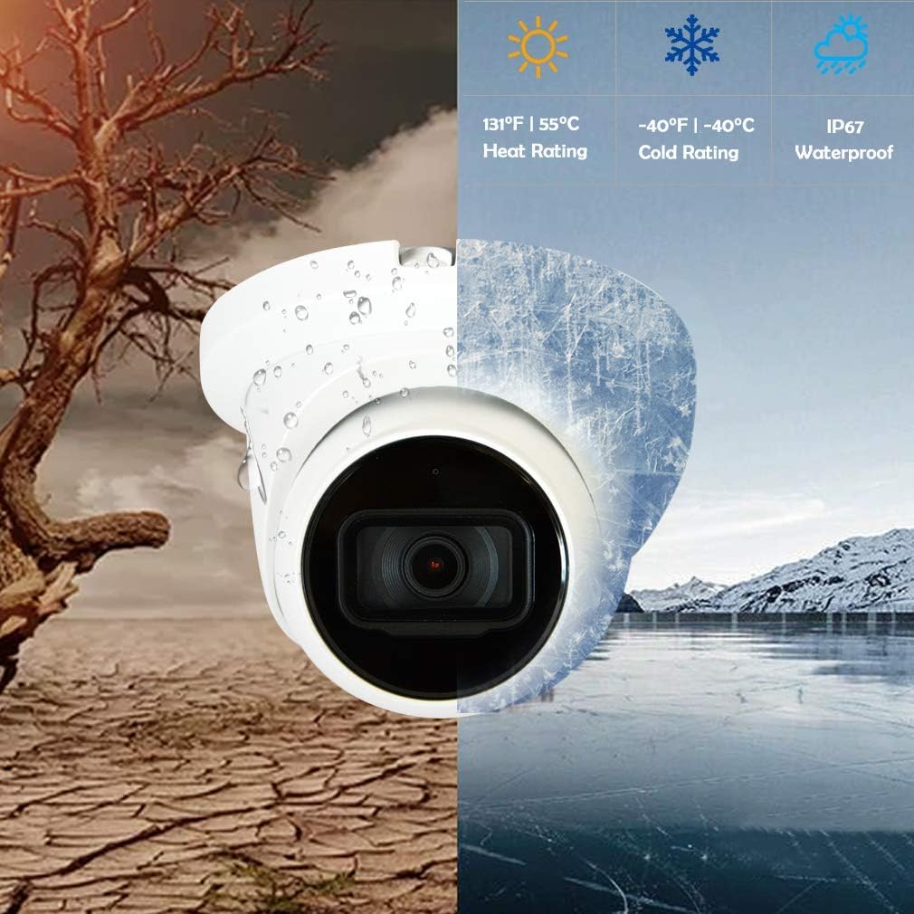 8MP PoE IP Camera 4K Starlight 2.8mm Dome Camera Weatherproof Outdoor with Night Vision O2377