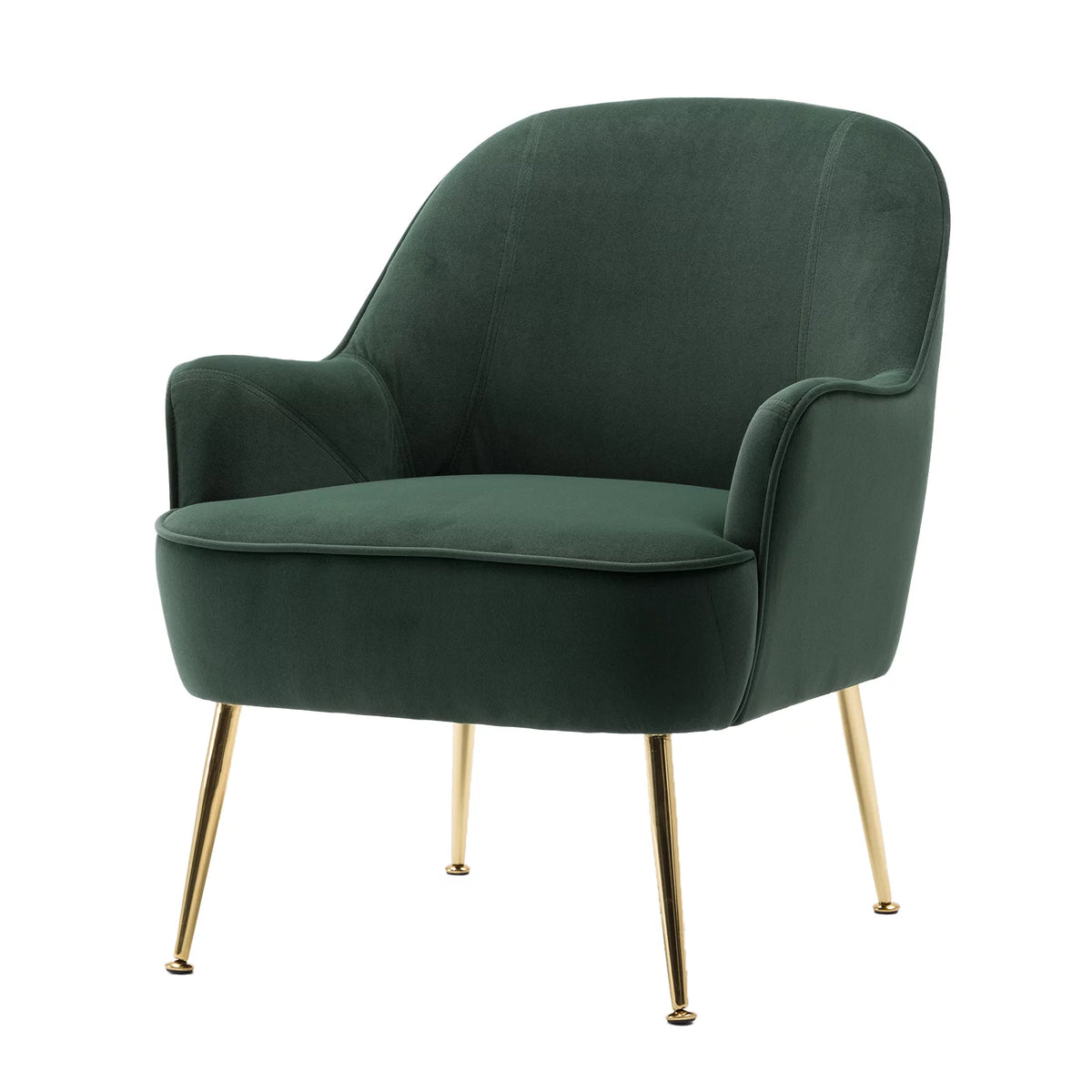 Dark Green Velvet Accent Chair with Gold Legs E731