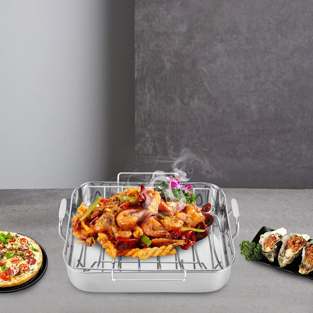 Stainless Steel Roasting Pan with Nonstick Rack 16.5" x 12" X8802