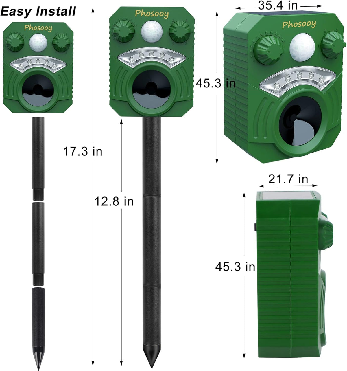 Ultrasonic Animal Repeller, 2 Packs Waterproof Solar Motion Activated I63248