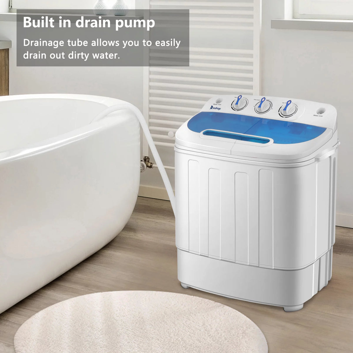 Portable 15lbs Mini Twin Tub Semi-automatic Laundry Washer B435234