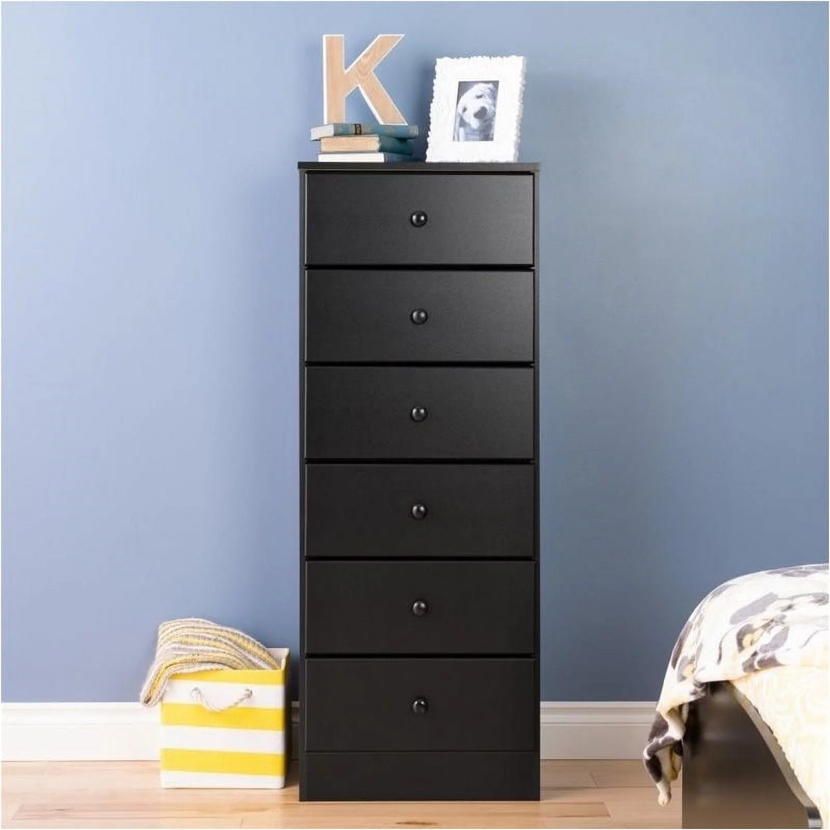 Black 6 Drawer Wood Lingerie Chest V331808