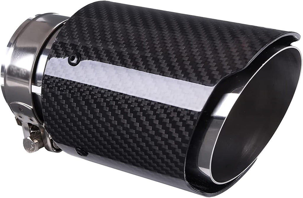 2.5 Inlet Exhaust Tip Muffler Stainless Steel and Glossy Carbon Fiber Car Tail Pipe, Outlet 89mm Pack of 2 Y74427