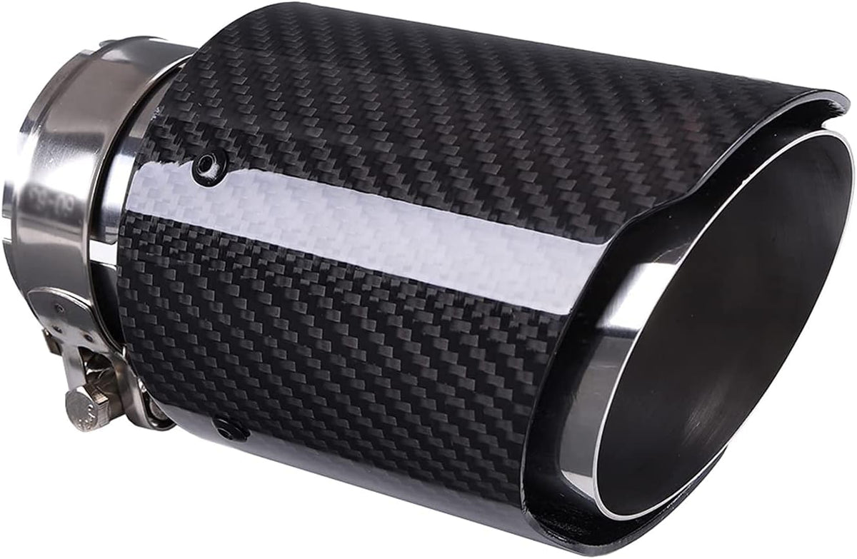 2.5 Inlet Exhaust Tip Muffler Stainless Steel and Glossy Carbon Fiber Car Tail Pipe, Outlet 89mm Pack of 2 Y74427